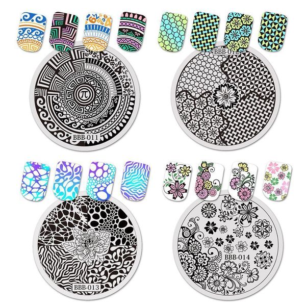 

beautybigbang naill stamping plates round pattern for women's nail summer fruit beach swimming nail arts stamping template image, White