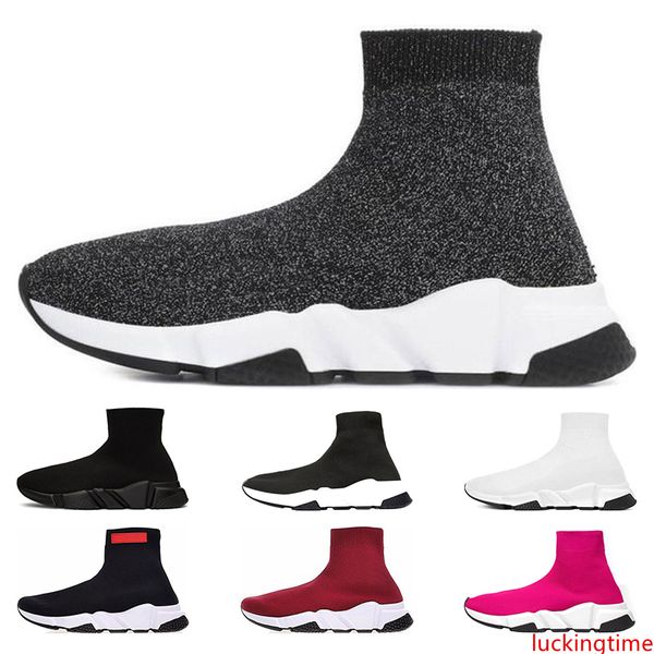 

ashion speed trainer luxury shoes triple black white glitter wine red flat socks boots sneakers women trainers runner size 36-45