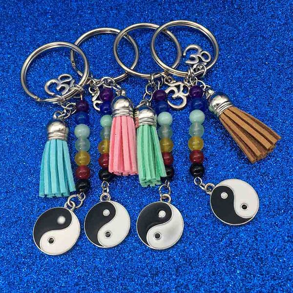 

7 Чакра Бусины Кулон Рейки Йога Брелок Женщины Корейский Бархат Кисточкой Брелок