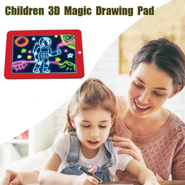 

led artboard manual graffiti student write glowing drawing board child blue/red interesting cartoon magic drawing board art, Black;red