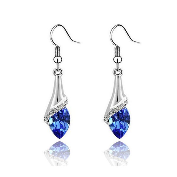 

misananryne hanging earrings 11 colors austria crystal horse eye stone drop earrings for women boucle d'oreille wholesale, Silver