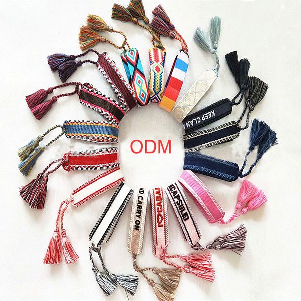 

женская d хлопок ювелирные изделия письмо подпись вышивка браслет кисточкой кружева браслет коробка топ бренд ткани, Black