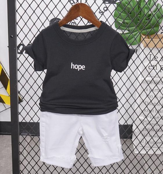 

boys summer clothing sets kids cotton casual t-shirt + short pants 2pcs tracksuits for boys children outfits clothing 2-7years, White