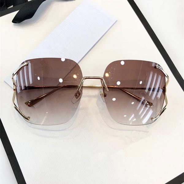 

new fashion 0646s designer sunglasses connected lens square frameless 0646 sunglasses popular goggle come with case