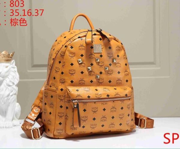 

Cla ic rivet dual u e backpack letter printing fa hion travel backpack college tyle ca ual wild chool bag 13 mcm 13