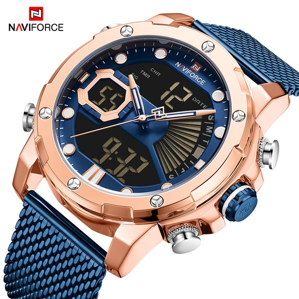 

naviforce new watch men мужские часы спортивные кварцевые светодиодные цифровые часы мужской водонепроницаемые наручные часы relogio мужчина, Slivery;brown