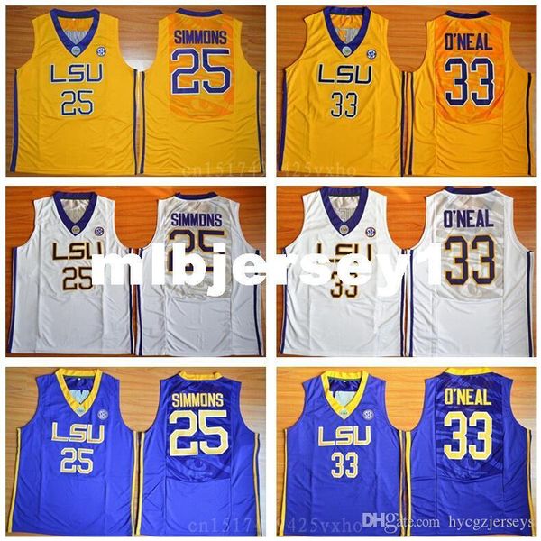

lsu tigers college jerseys yellow purple white 33 o'neal ben simmons basketball jerseys shirt new material ncaa college, Black;blue