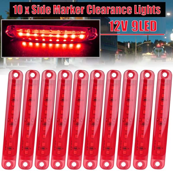 

10 pcs red 9 led sealed side marker clearance light for truck trailer lorry bus 12v