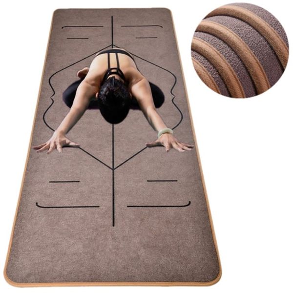 2019 Microfiber Yoga Mat With Body Alignment Lines Fitness
