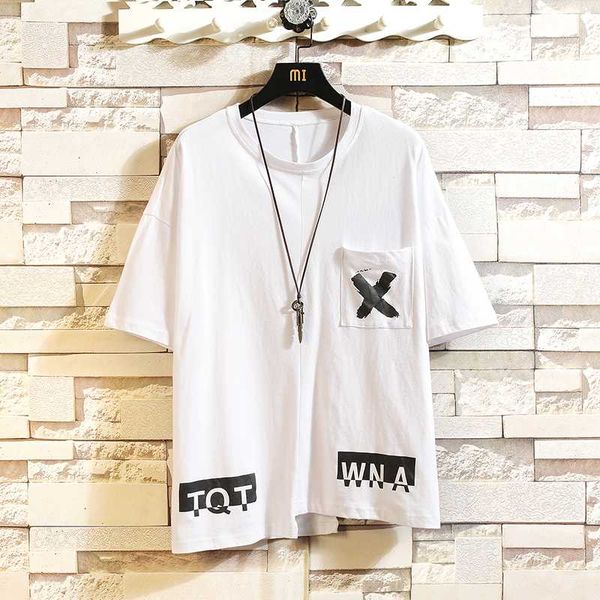 

short sleeve t shirt men 2020 summer loose tshirt tees hip hop punk rock fashion clothes plus size m-4xl 5xl o neck, White;black