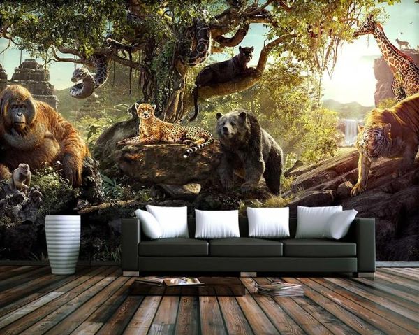 Carta personalizzata 3D Photo Wallpaper per Wall Sticker 3D Animal World fresco per bambini sala sfondo Muro Dipinto murale Carta da parati