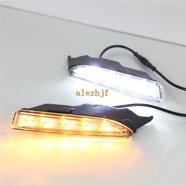 

july king led daytime running lights case for volkswagen scirocco r 2010-2014, led drl + streamer yellow turn signals light, 1:1
