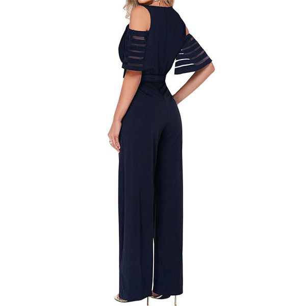 

women's high waist fashion with cold shoulders solid color wide leg jumpsuit overalls rompers womens jumpsuit combination new f4, Black;white