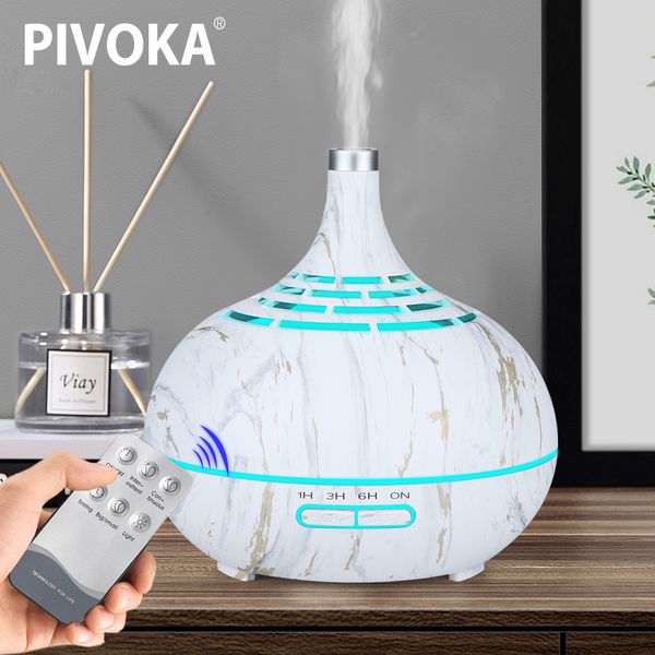 

pivoka 400ml ultrasonic aroma diffuser air humidifier essentiel oil remote control aromatherapy white wood mist maker 7led light