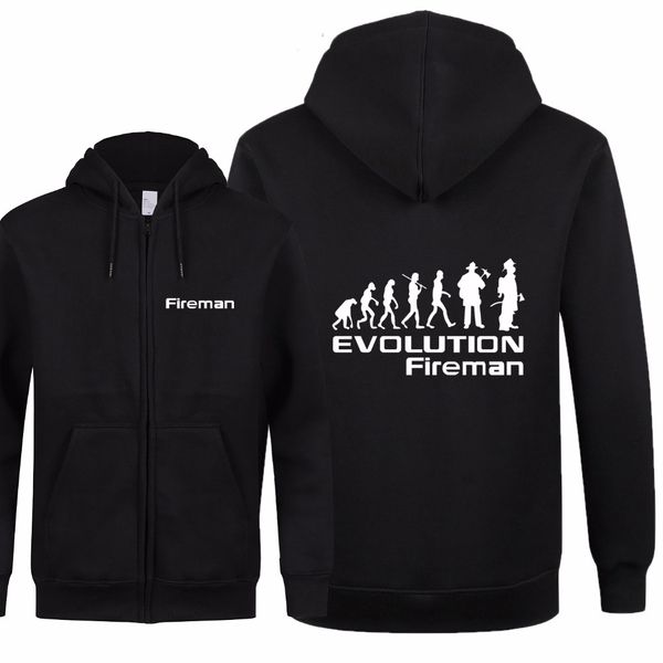 

new autumn evolution of a fireman sweatshirts men women casual o-neck fleece jacket fleece zipper fireman men hoodies coat, Black