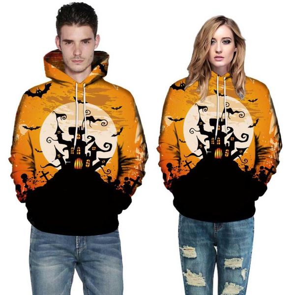 

men women mode 3d print long sleeve halloween couples hoodies blouse hoodies sweatshirt for women clothes c30814, Black