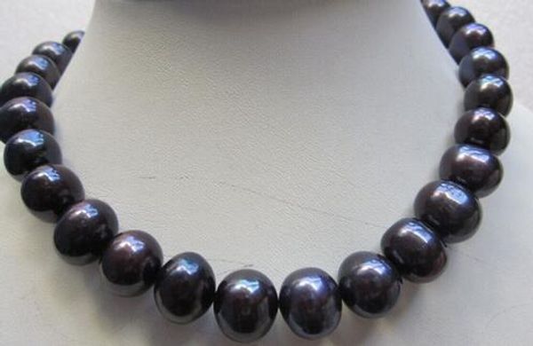 

new huge 12-14mm tahitian black pearl necklace, Silver