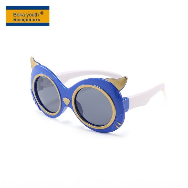 

2020 fashion boys silicone sun and girls cat's eye polarized sun silicone glasses children's sunglasses straight t1884, Blue