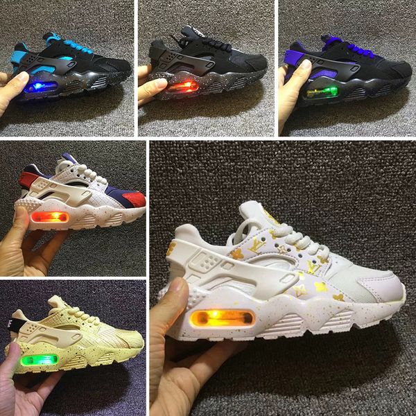 

2020 вспышка освещенный huarache младенец мальчик ультра кроссовки дети дети красный huaraches дизайнер повседневные спортивные кроссовки зе, White;red