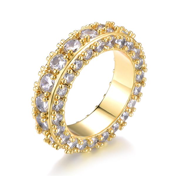 

new fashion hiphop rings gold plated full diamond jewelry men's hip hop ring street accessories, Golden;silver