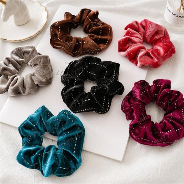 Heißer Verkauf Frauen Mädchen Samt Splitter Streifen Haar Zubehör Elastische Haarband Scrunchies Mädchen Pferdeschwanz Halter Headwear Stirnband