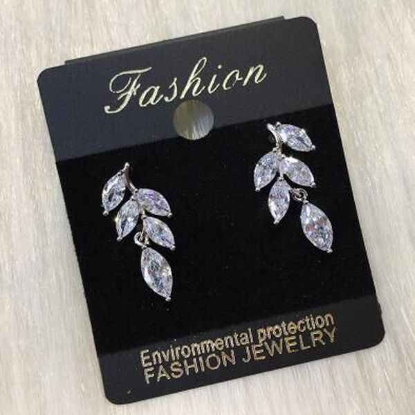 

delicate tree leaves stud earrings for women ladies 2019 simple anti-allergy jewelry fashion inlaid zircon earrings gift brincos, Silver