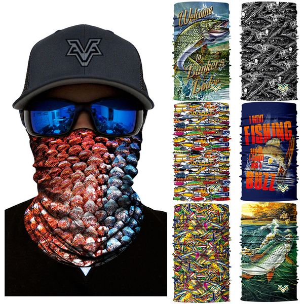 

3d fisherman cosplay face mask fishing seamless bandana ciclismo fishhook tube buffe hiking neck warmer headscarf braga cuello, Black