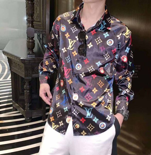 

Новая весна и осень мужская рубашка мода Harajuku повседневная мужская медуза черног