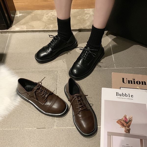 

british style cross women's shoes female footwear modis autumn all-match round toe oxfords casual sneaker preppy retro dress, Black