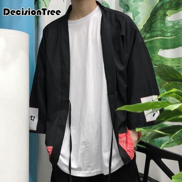 

2019 summer men casual hiphop male japan style cardigan kimono loose coat plus japan style hiphop kimono linen overcoat, Black;brown