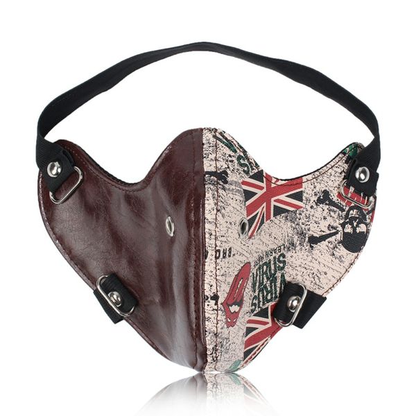 

punk black pu leather masks 2020 new party cool men fashion motorcycle punk rock face mask hip-hop halloween party masks