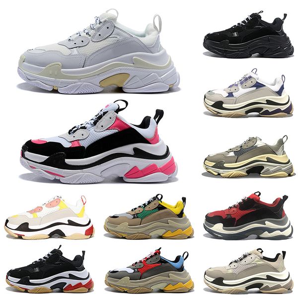 

triple s men women 17fw old dad casual shoes black cream platform chaussures mens trainers sports sneaker size 36-45 wholesale