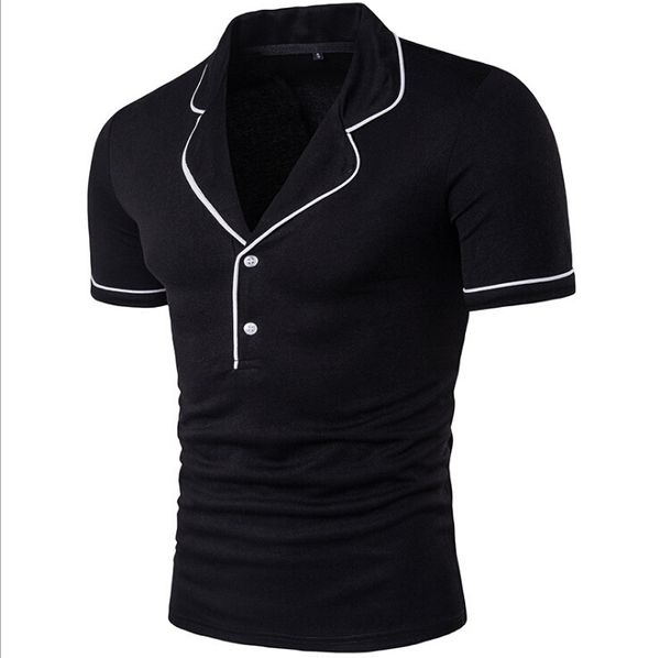 

лето новые мужские повседневные модные нагрудные футболки с коротким рукавом простая рубашка черный белый два цвета, White;black