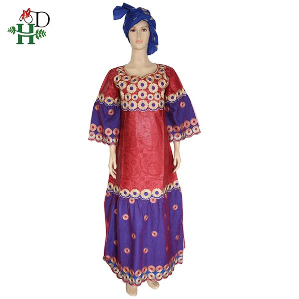 

h&d african dresses women clothing embroidery bazin riche dashiki dress lace long dresses 2019 south africa lady clothes, Red
