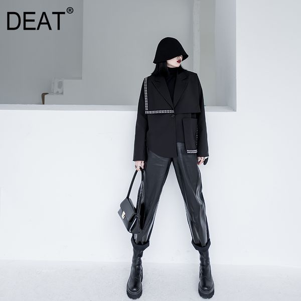 

deat] 2020 spring new fashion fast delivery women's blazer coat full sleeve large lapel beaded japan leisure wild cloth 13f428, White;black