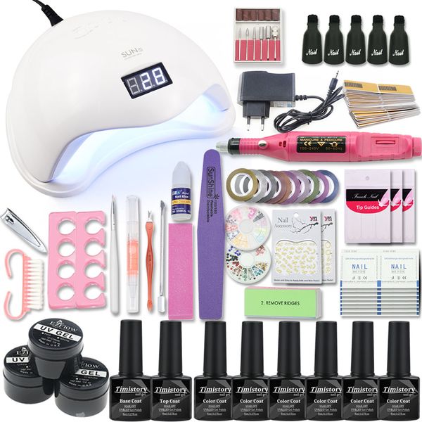 

uv lamp manicure set for nail kit 6 color gel varnish set 20000rpm nail drill machine kit file tool extension