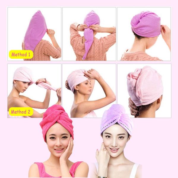 

58*24cm microfibre after shower hair drying wrap womens girls lady's towel quick dry hair hat cap turban head wrap bathing tools