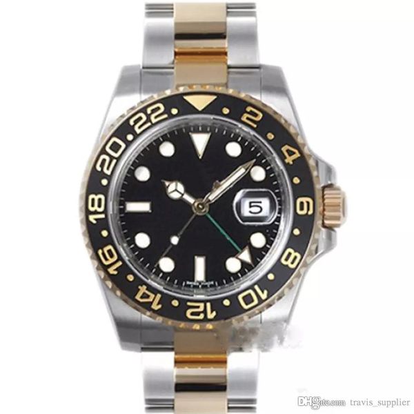 

2019 new mens watch sub gmt ceramics bezel gold watch sapphire glass original stainess clasp watch men wristwatch, Slivery;brown