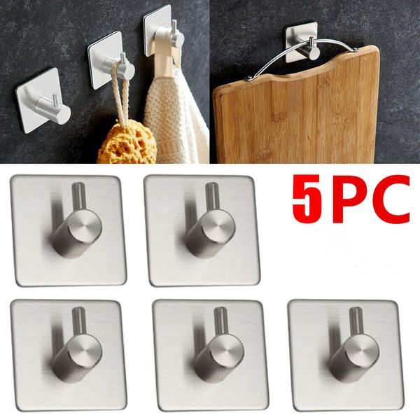 

multi-functional hanger hook stainless steel crochet hook wall mount key hanger self-adhesive towel holder hooks for home tools
