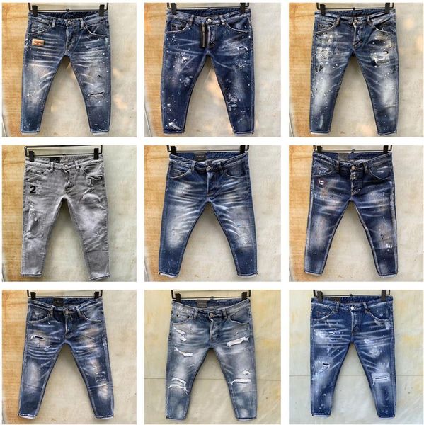 

2020 new arrival men designer jeans denim embroidery pants fashion holes trousers it size 44-54, Blue