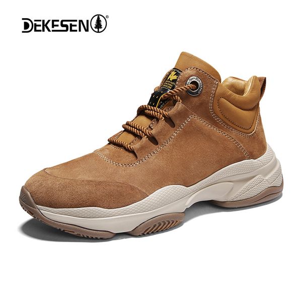 

winter waterproof lace-up casual men shoes genuine leather fashion comfy design safety work shoes mens, Black