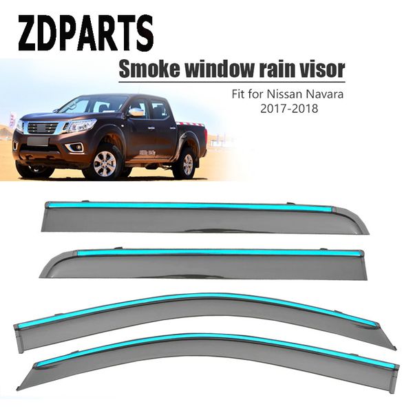 

zdparts 4pieces/set car wind deflector sun guard rain wind vent visor cover trim accessoriest for nissan navara 2017 2018