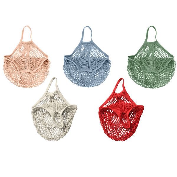 

5pc new mesh bag string shopping bag reusable fruit storage handbag totes women shopping net shopper cotton woven