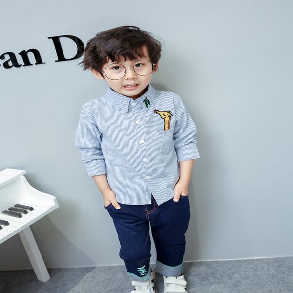 

2019 new boys clothes spring kid children clothing set autumn cotton infant sets 2pcs long sleeve shirt + pants kid clothes, White
