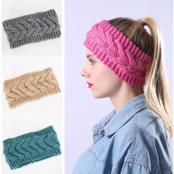 

handmade hair ornament hair belt knitted wool thickened warm autumn and winter men's and women's headgear, Blue;gray