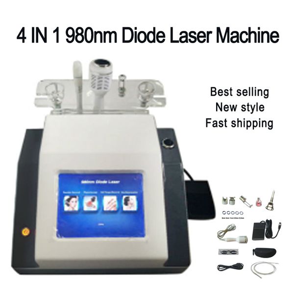 

multi-function 4 in1 980nm laser spider vein removal machine nail fungus removal physiotherapy skin rejuvenation diode laser machine, Black