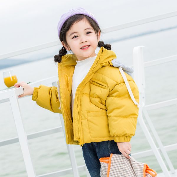 

2019 winter jacket toddler girls parkas coats children thicken warm hooded outerwear kids cotton filling baby girl jacket 4 5 6, Blue;gray