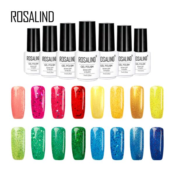 

rosalind 7ml diamond glitter color series nail gel polish set for manicure base coat needed semi permanent varnish lacquer