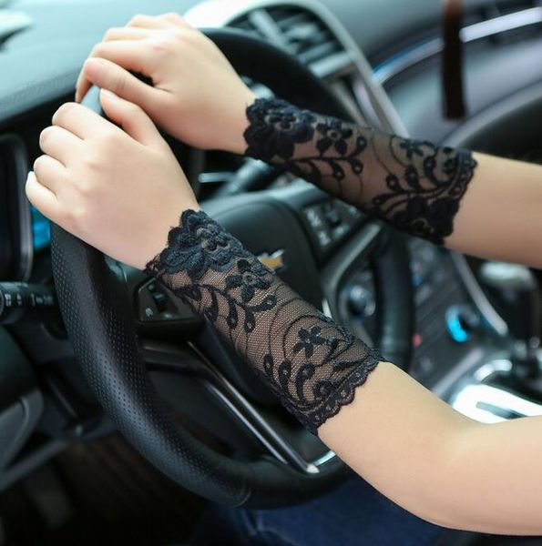 

women' summer sunscreen lace glove lady' lace glove wristbands scar cover r073, Blue;gray