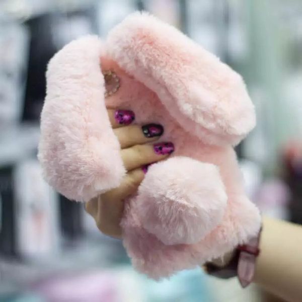 

stuffed rabbit hair iphone cover for iphone 11 phone shell luxury plush leather iphone case designer phone case